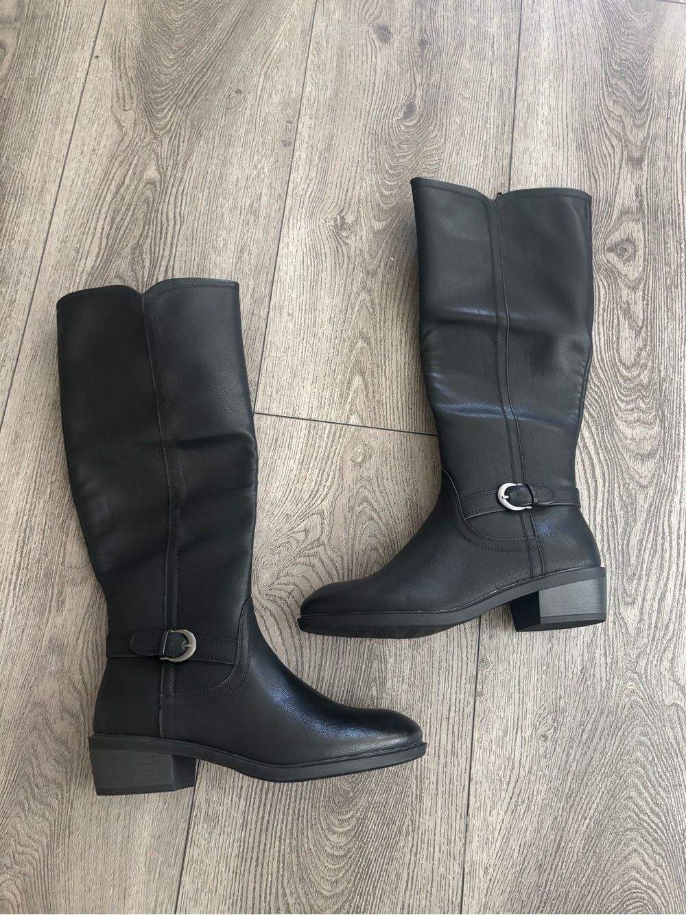 Baretrap Black Women's Mid-Calf Leather Buckle Boots